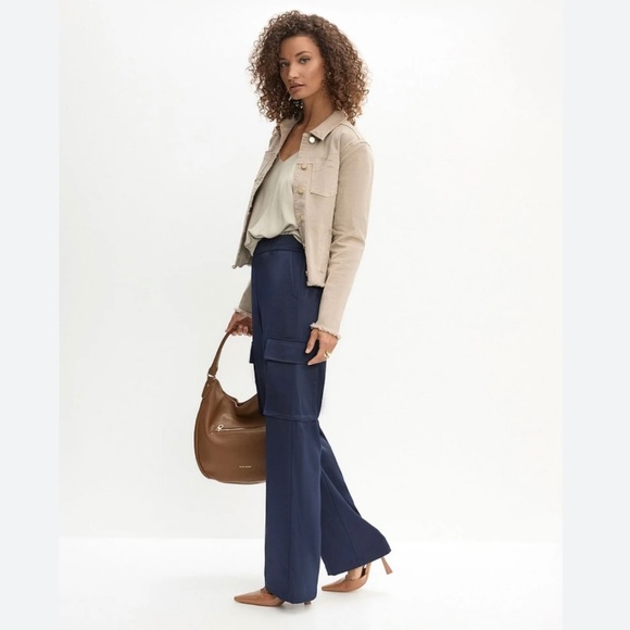 Melanie Lyne Satin Wide-Leg Cargo Pants size 6 - Picture 2 of 4